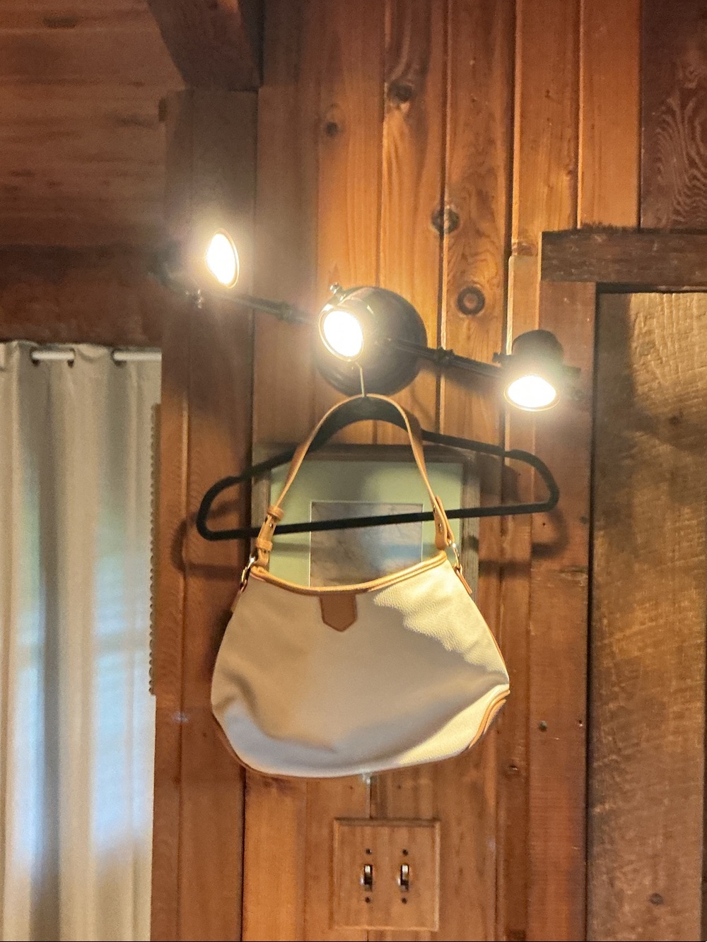 Montana West Cream Shoulder Bag with Tan Trim